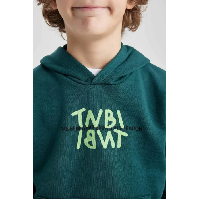 C0354 Oversize Fit Sırt Baskılı Kapüşonlu Sweatshirt