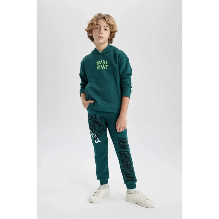 C0354 Oversize Fit Sırt Baskılı Kapüşonlu Sweatshirt