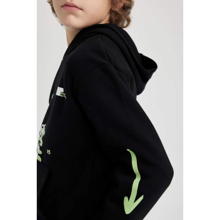 C0357 Oversize Fit Kapüşonlu Baskılı Sweatshirt