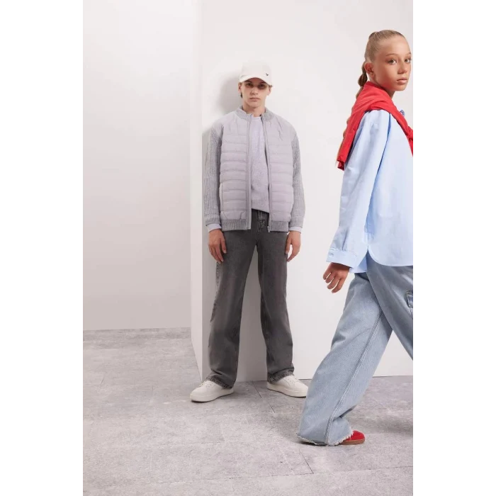 C1765 Yarım Balıkçı Yaka Fermuarlı Cepli Düz Basic Triko Ceket Hırka