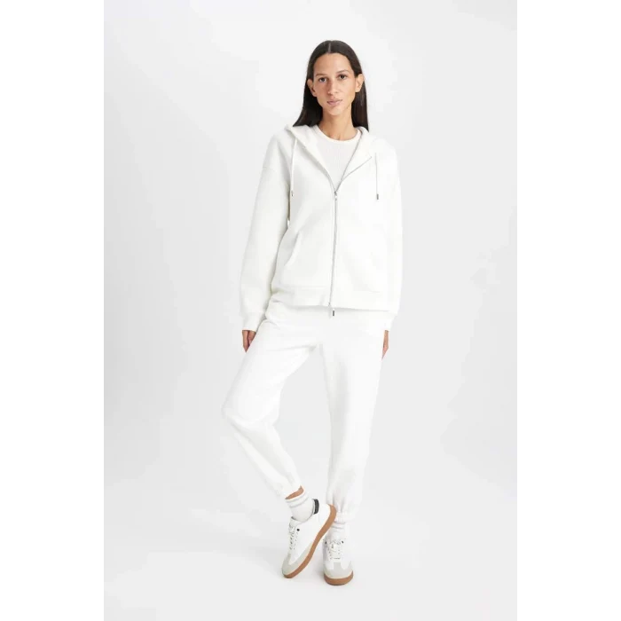 C1809 Kapüşonlu Fermuarlı Cepli Sweatshirt Hırka