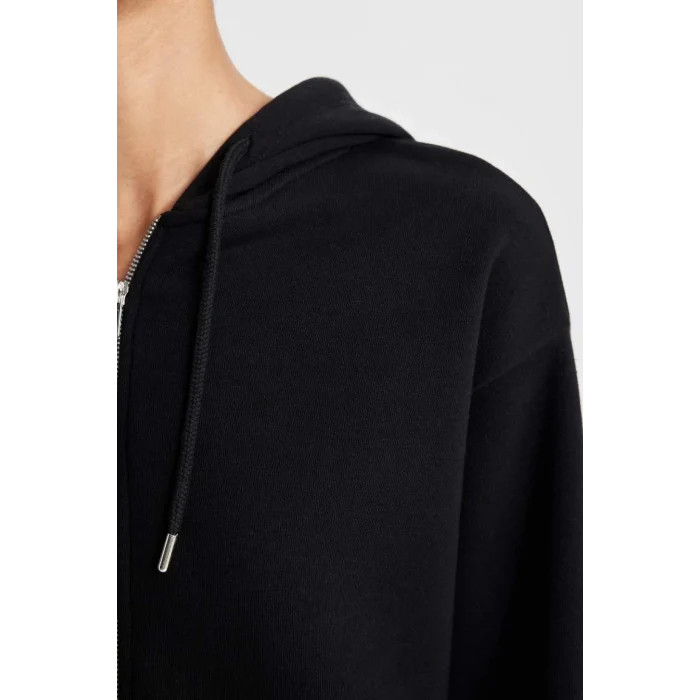 C1809 Kapüşonlu Fermuarlı Cepli Sweatshirt Hırka