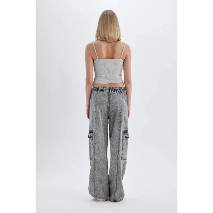 C3255 Wide Leg Yüksek Bel Jean Yıkamalı Pantolon