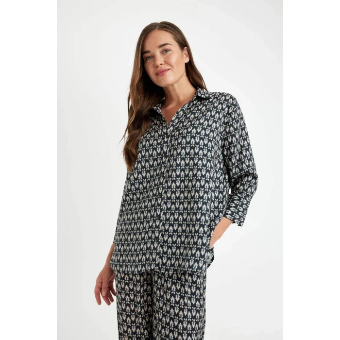 C3818 Regular Fit Desenli Uzun Kollu Gömlek