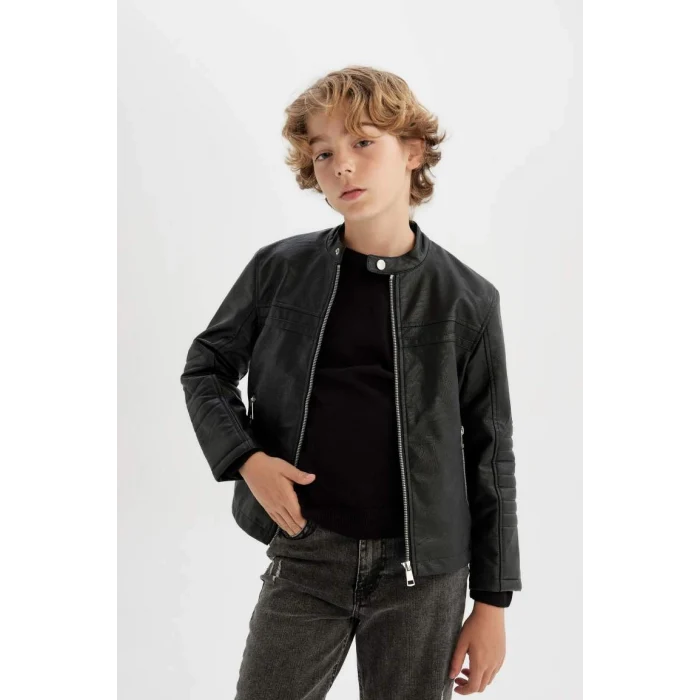 C4320 Su İtici Suni Deri Ceket Mont