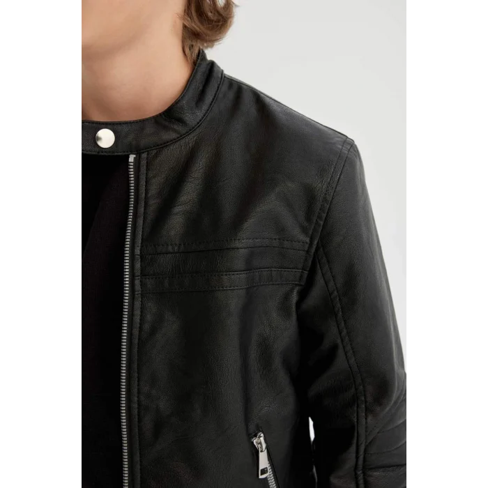 C4320 Su İtici Suni Deri Ceket Mont