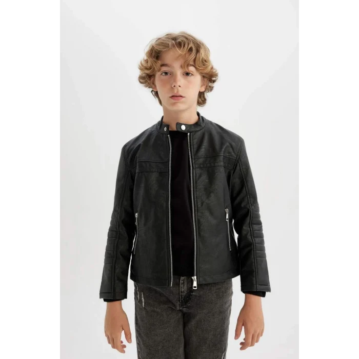 C4320 Su İtici Suni Deri Ceket Mont