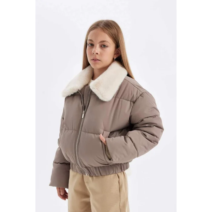 C5388 Suni Kürklü Yaka Şişme Mont