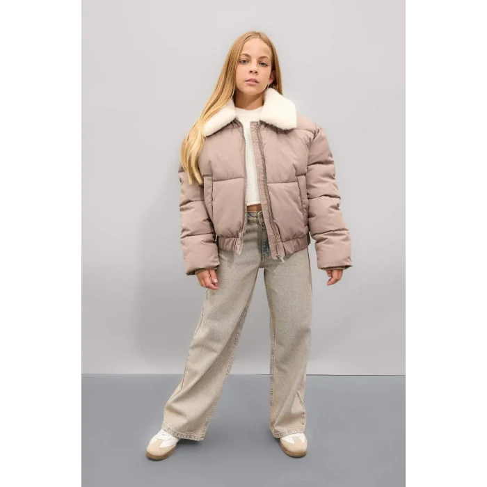 C5388 Suni Kürklü Yaka Şişme Mont