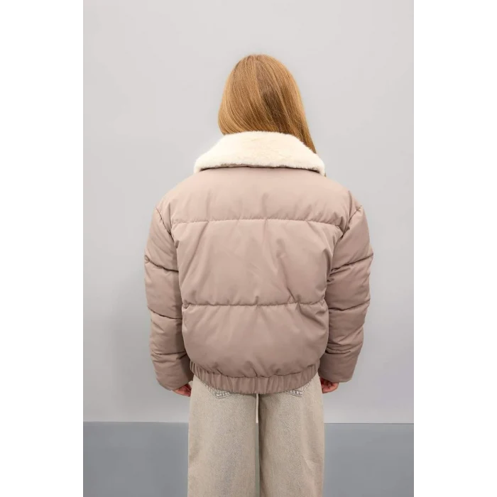 C5388 Suni Kürklü Yaka Şişme Mont