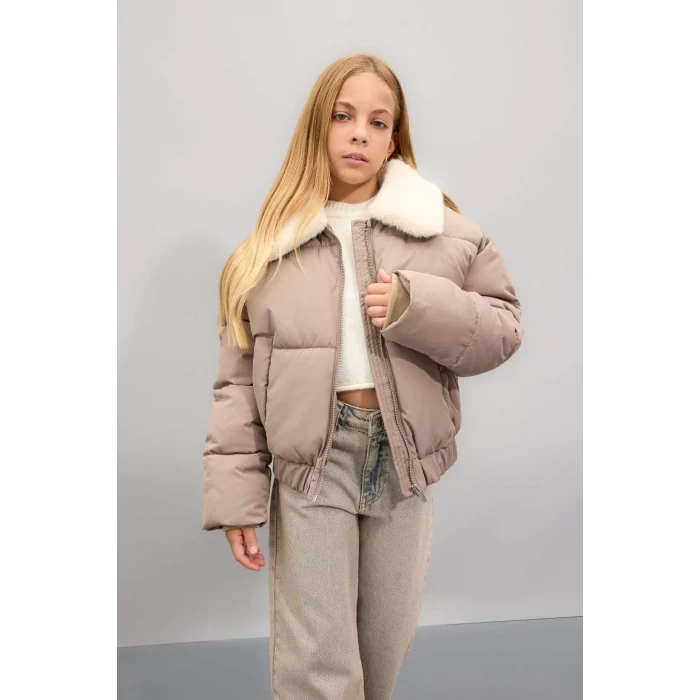 C5388 Suni Kürklü Yaka Şişme Mont