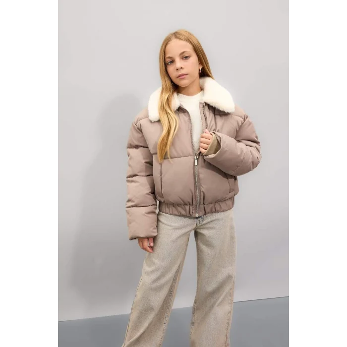 C5388 Suni Kürklü Yaka Şişme Mont