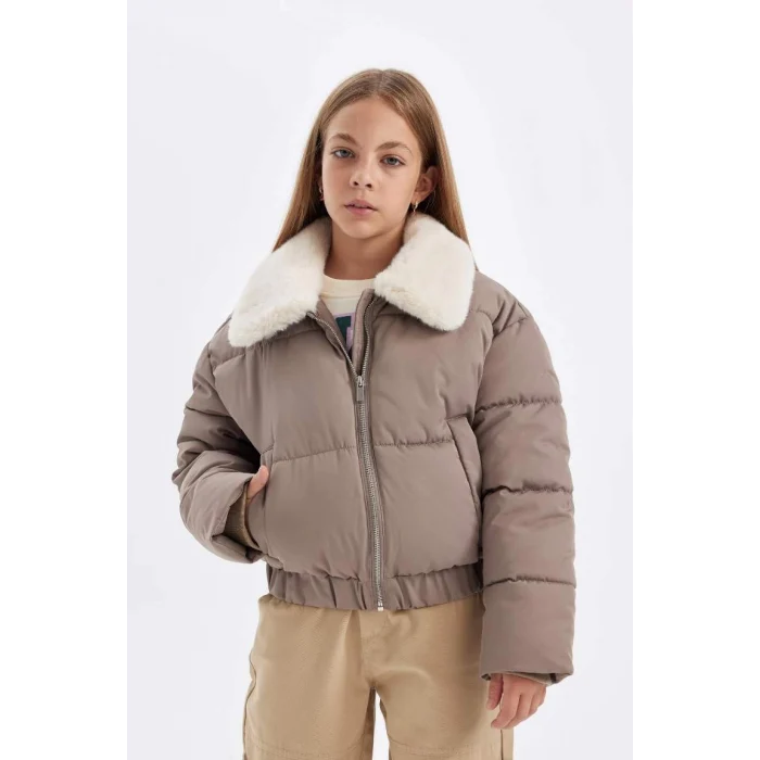 C5388 Suni Kürklü Yaka Şişme Mont