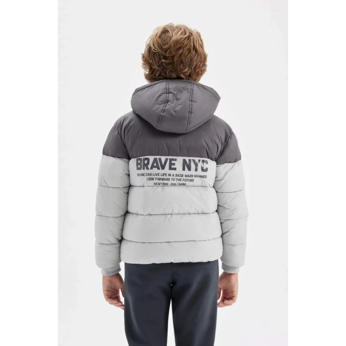 C5509 Su İtici Kapüşonlu Polar Astarlı Fermuarlı Cepli Mont