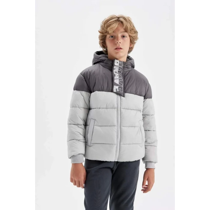 C5509 Su İtici Kapüşonlu Polar Astarlı Fermuarlı Cepli Mont