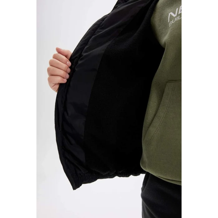 C5511 Su İtici Kapüşonlu Fermuarlı Cepli Polar Astarlı Mont