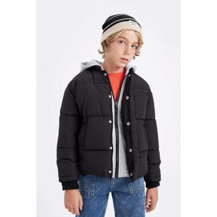 C5569 Su İtici Çıkarılabilir Kapüşonlu Fermuarlı Çıtçıt Kapamalı Cepli Şişme Mont