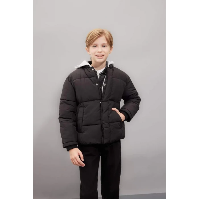 C5569 Su İtici Çıkarılabilir Kapüşonlu Fermuarlı Çıtçıt Kapamalı Cepli Şişme Mont