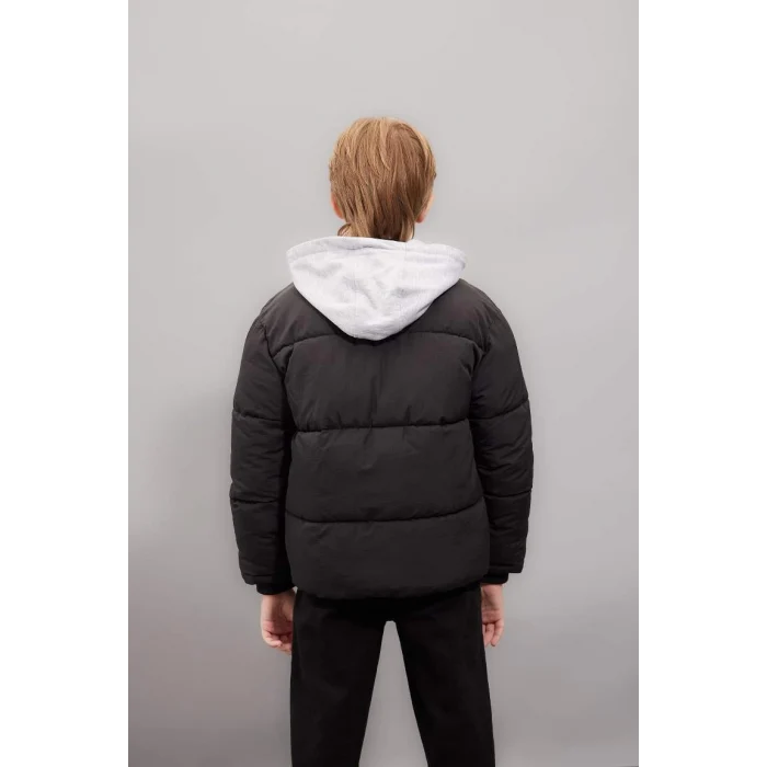 C5569 Su İtici Çıkarılabilir Kapüşonlu Fermuarlı Çıtçıt Kapamalı Cepli Şişme Mont