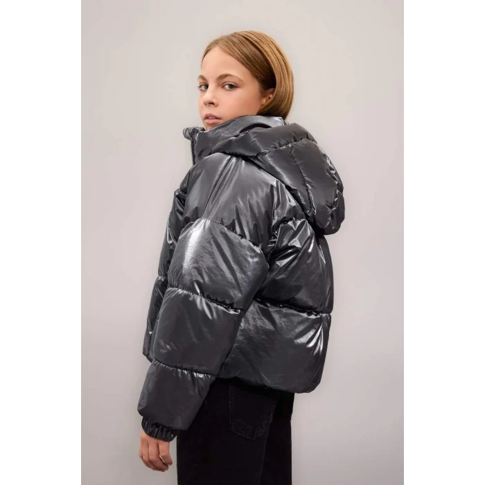 C5765 Su İtici Kapüşonlu Fermuarlı Çıtçıt Kapamalı Mont