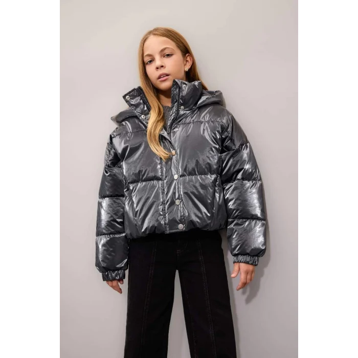 C5765 Su İtici Kapüşonlu Fermuarlı Çıtçıt Kapamalı Mont