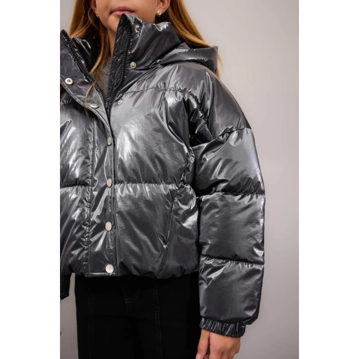 C5765 Su İtici Kapüşonlu Fermuarlı Çıtçıt Kapamalı Mont