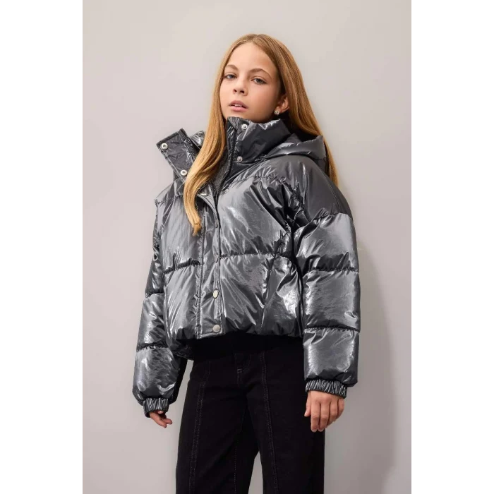 C5765 Su İtici Kapüşonlu Fermuarlı Çıtçıt Kapamalı Mont