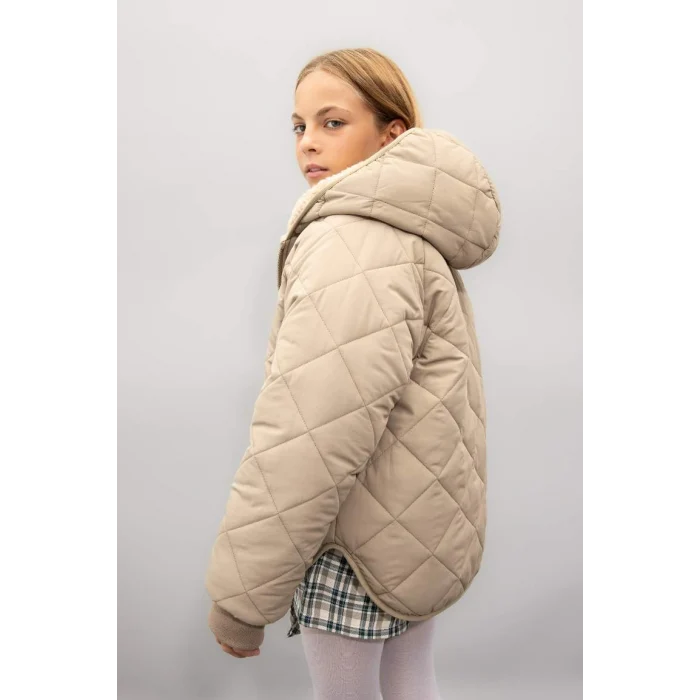 C5770 Çift Taraflı Fermuarlı Kapüşonlu Cepli Pelüş Mont