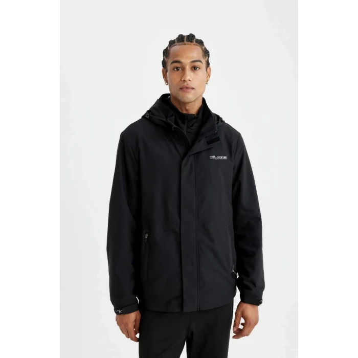 C6047 DefactoFit Su İtici Normal Kesim Kapüşonlu Fermuarlı Cepli Mont