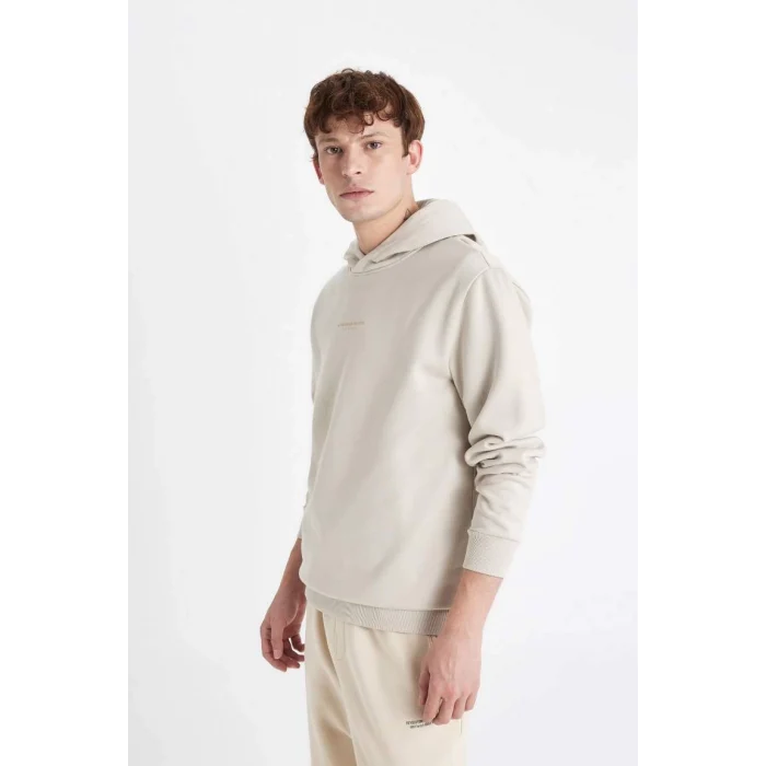 C6131 Regular Fit Kapüşonlu Yazı Baskılı Sweatshirt