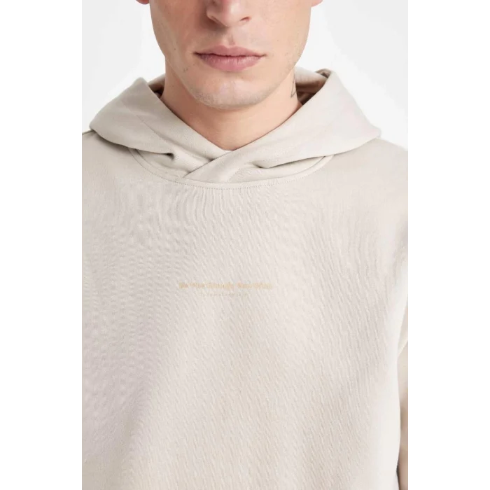 C6131 Regular Fit Kapüşonlu Yazı Baskılı Sweatshirt