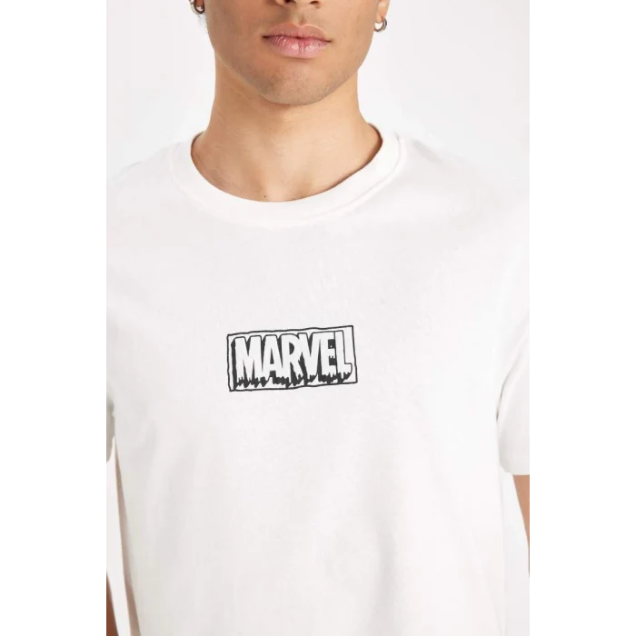 C6516 Marvel Logo Only Regular Fit Bisiklet Yaka Pamuklu Baskılı Kısa Kollu Tişört