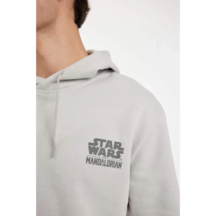 C6525 Star Wars-Mandalorian Regular Fit Kapüşonlu Sırt Baskılı Sweatshirt
