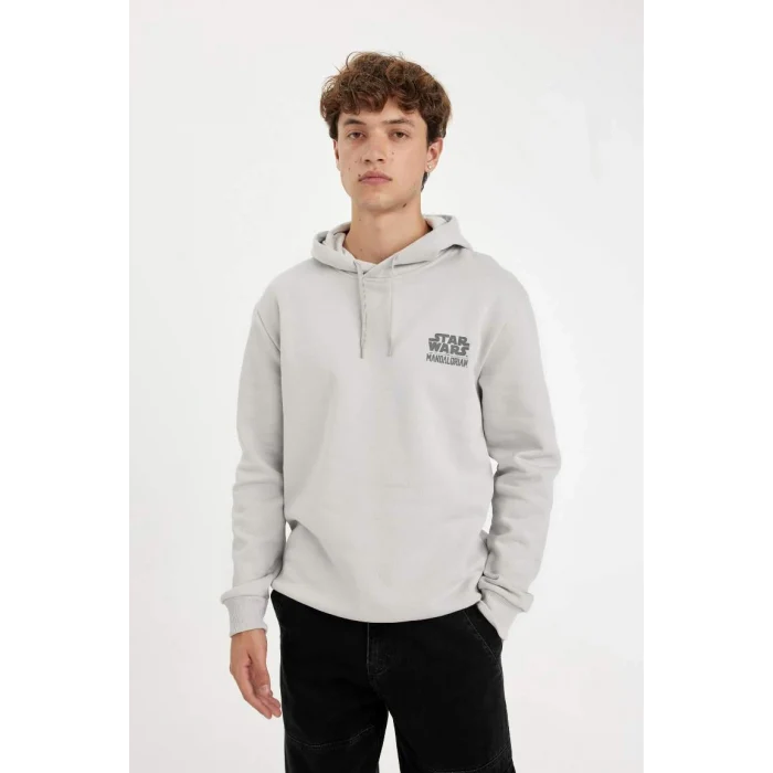 C6525 Star Wars-Mandalorian Regular Fit Kapüşonlu Sırt Baskılı Sweatshirt