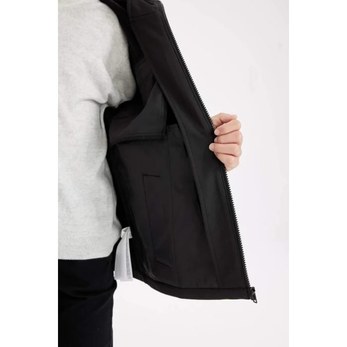 C6553 Su İtici Kapüşonlu Polar Astarlı Fermuarlı Yağmurluk