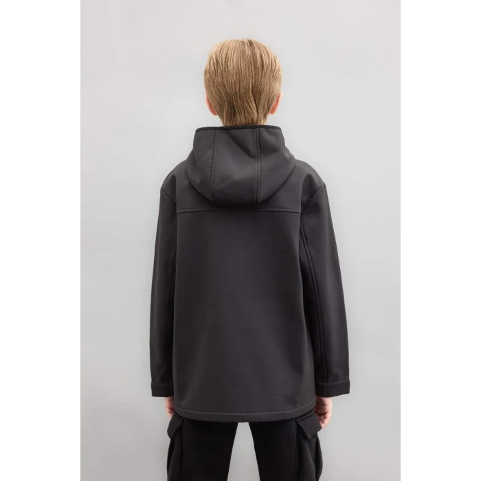 C6553 Su İtici Kapüşonlu Polar Astarlı Fermuarlı Yağmurluk