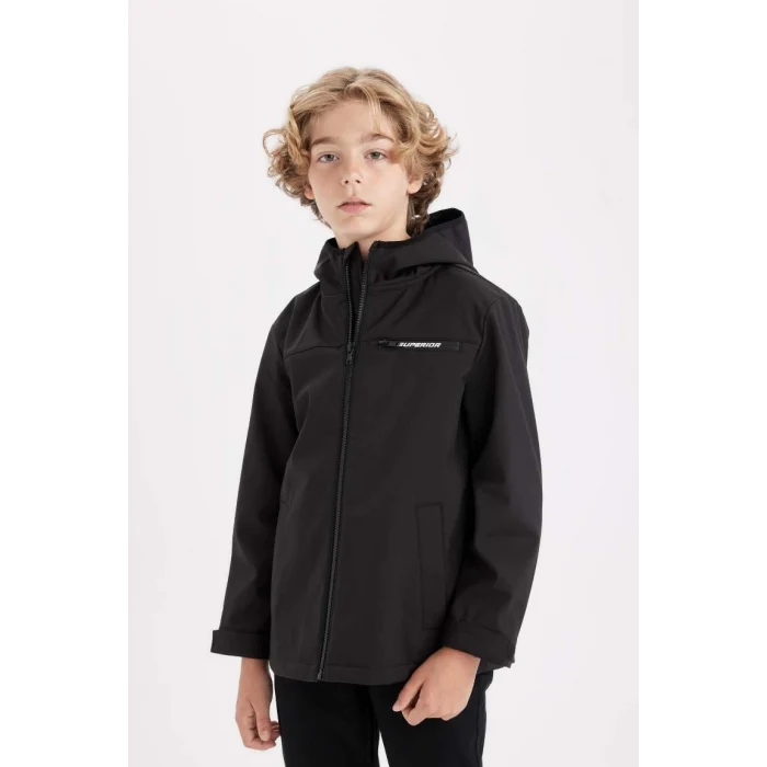 C6553 Su İtici Kapüşonlu Polar Astarlı Fermuarlı Yağmurluk