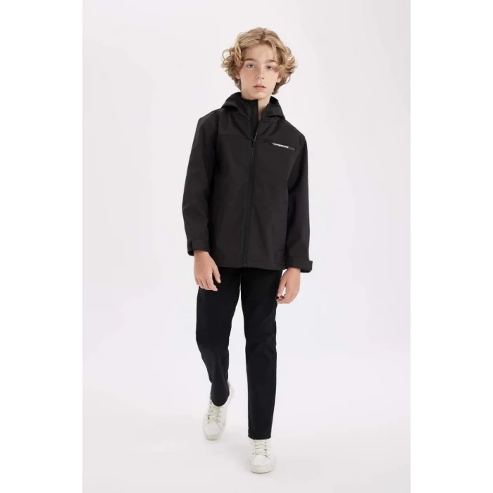 C6553 Su İtici Kapüşonlu Polar Astarlı Fermuarlı Yağmurluk