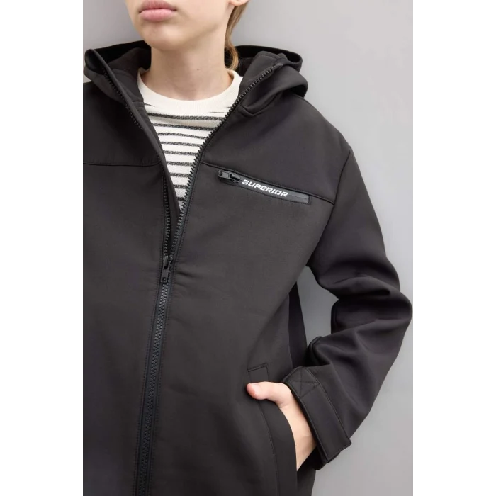 C6553 Su İtici Kapüşonlu Polar Astarlı Fermuarlı Yağmurluk