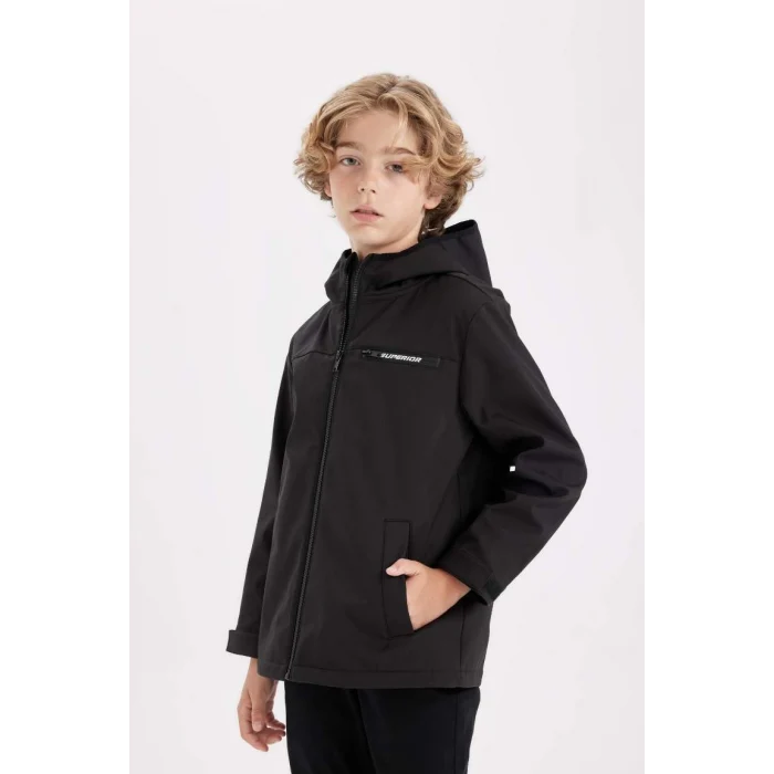 C6553 Su İtici Kapüşonlu Polar Astarlı Fermuarlı Yağmurluk