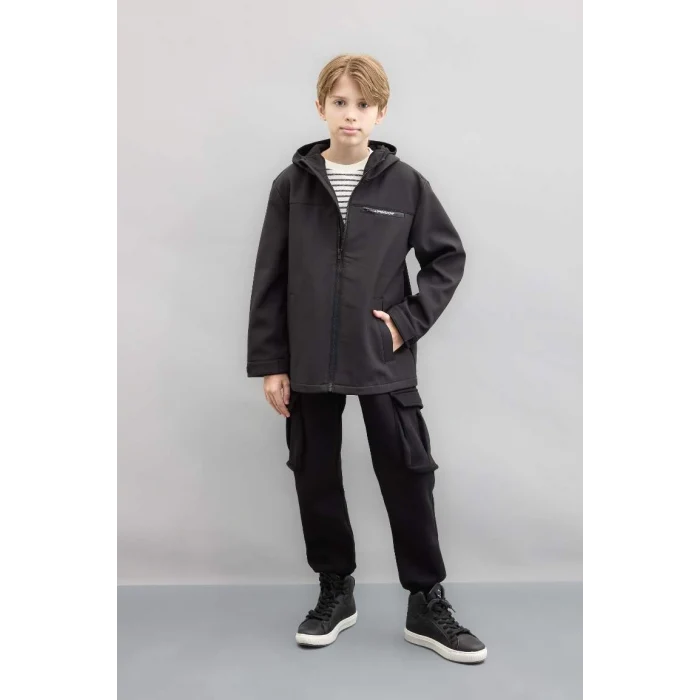 C6553 Su İtici Kapüşonlu Polar Astarlı Fermuarlı Yağmurluk