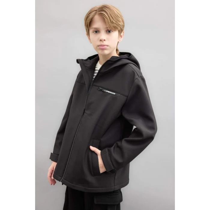C6553 Su İtici Kapüşonlu Polar Astarlı Fermuarlı Yağmurluk