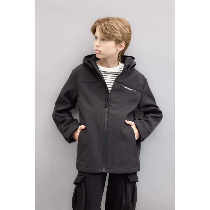 C6553 Su İtici Kapüşonlu Polar Astarlı Fermuarlı Yağmurluk