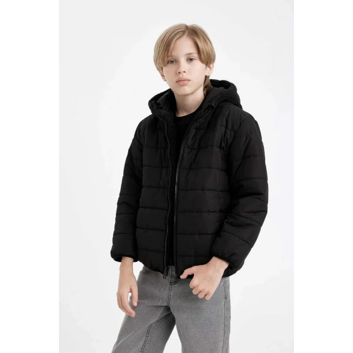 C6622 Çift Taraflı Rüzgar Geçirmez Kapüşonlu Fermuarlı Cepli Mont