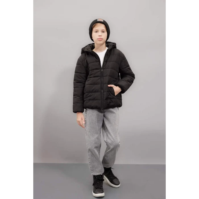 C6622 Çift Taraflı Rüzgar Geçirmez Kapüşonlu Fermuarlı Cepli Mont