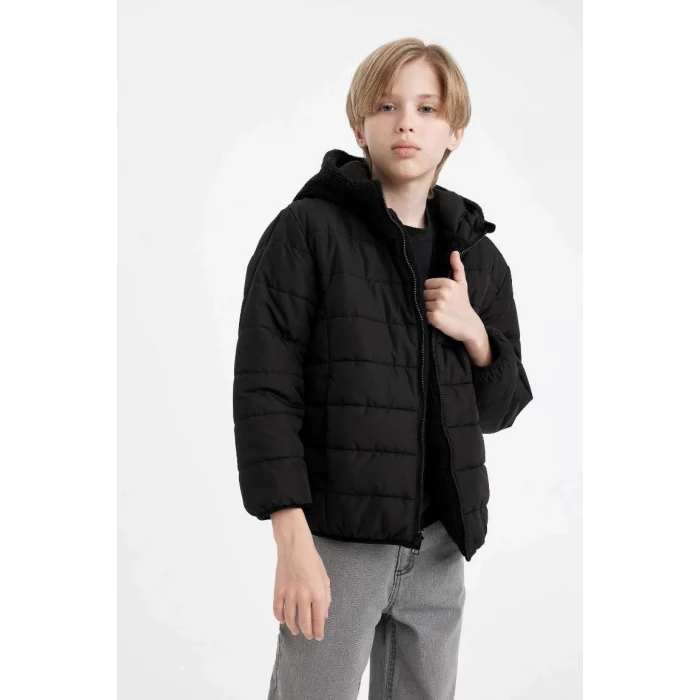 C6622 Çift Taraflı Rüzgar Geçirmez Kapüşonlu Fermuarlı Cepli Mont