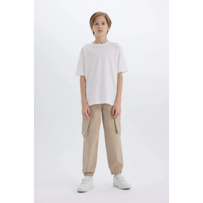 C6623 Kargo Cepli Beli Bağcıklı Lastikli Paça Jogger Paça Gabardin Pantolon