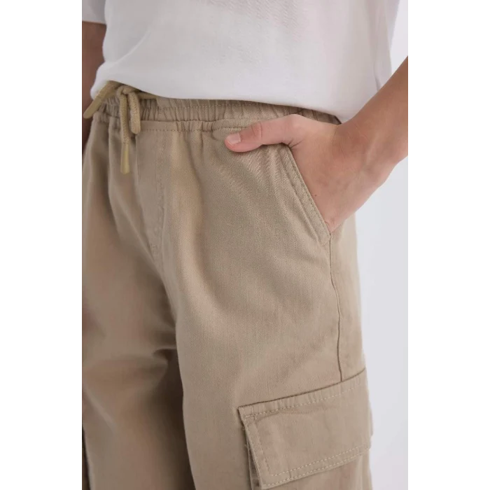 C6623 Kargo Cepli Beli Bağcıklı Lastikli Paça Jogger Paça Gabardin Pantolon