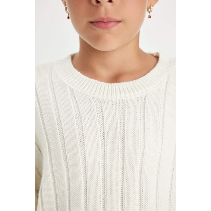 C6945 Oversize Geniş Kalıp Bisiklet Yaka Basic Düz Triko Kazak