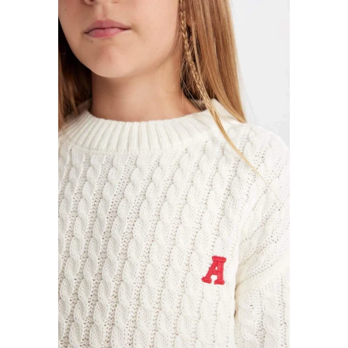 C6973 Ekru Standart Fit Bisiklet Yaka Triko Kazak